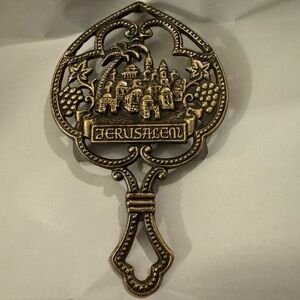 Vintage Trivet Brass Jerusalem Wall Decor Plaque Handmade